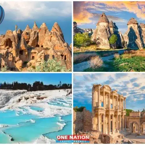 Explore Turkey with a 4-day tour featuring Cappadocia, Pamukkale, Ephesus, starting from Kayseri Airport.